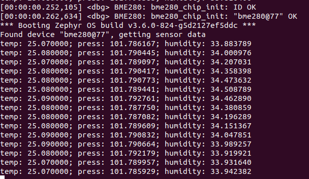 Console output for BME280 sample-code